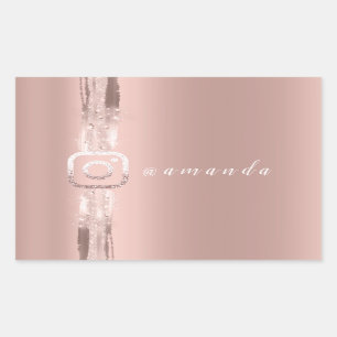 Adesivo Retangular Rosa de Instagra de faísca rosa de maquilhagem mod