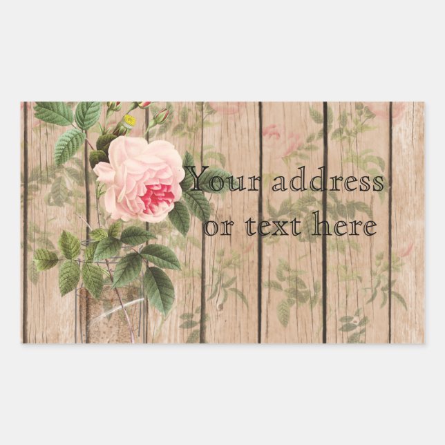 Adesivo Retangular Rosa de Orleans Ecru Mason Jar e Daffodils (Frente)