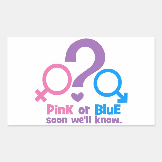 Adesivo Retangular Rosa ou Azul, em breve saberemos (Frente)