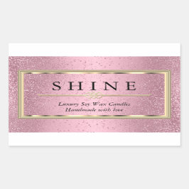 Adesivo Retangular Rosa Personalizado e Dourado