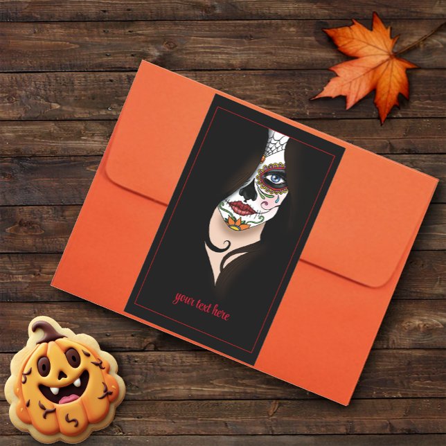 Adesivo Retangular Rosa Sugar Skull (Criador carregado)