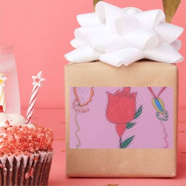 Adesivo Retangular Rosa vermelha a rosa: Impressão/Gráfico de Borda F (Festa)