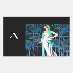 ADESIVO RETANGULAR ROSAS VERMELHAS À NOITE, MONOGRAMA DE FASHION DE 