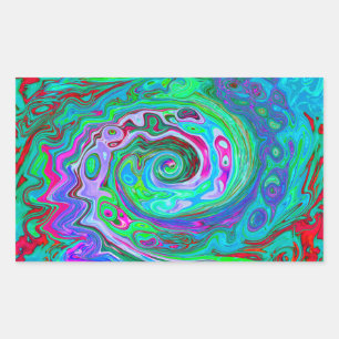 Adesivo Retangular Rotação Abstrato verde, vermelho e magenta
