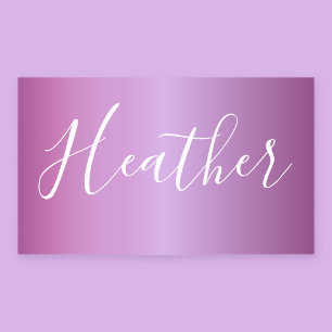 Adesivo Retangular Roteiro branco violeta & feito sob encomenda roxo