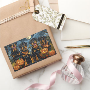 Adesivo Retangular Rottweiler Halloween Spooky