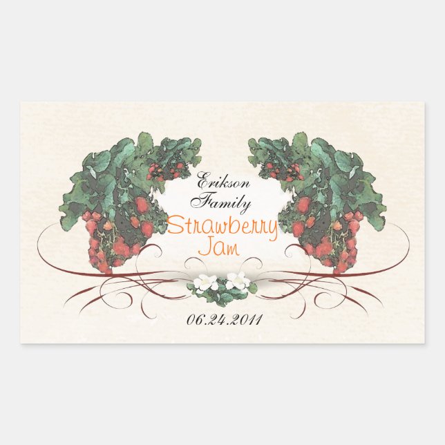 Adesivo Retangular Rotulagem de conservas de morango R1 (Frente)