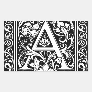 Adesivo Retangular Rotule uma inicial medieval da arte do monograma