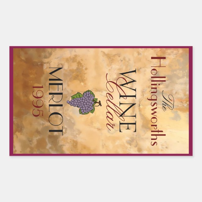 Adesivo Retangular Rótulo da garrafa de vinho Personalizado (Frente)