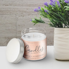 Adesivo Retangular Rótulo da Vela da Folha Rosa Gold Elegante