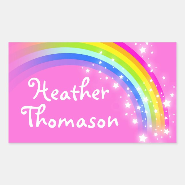 Adesivo Retangular Rótulo das raparigas do arco-íris (Frente)