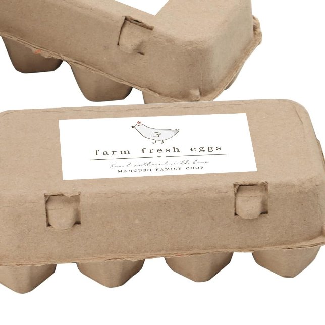 Adesivo Retangular Rótulo de Caixa de Ovos - Personalize para Fazenda (Criador carregado)