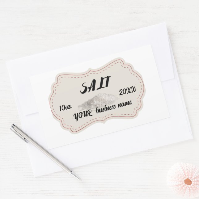 Adesivo Retangular Rótulo de carne redonda personalizado clássico sal (Envelope)