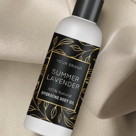 Adesivo Retangular Rótulo de Frasco Cosmético de 4 OZ, Preto e Dourad