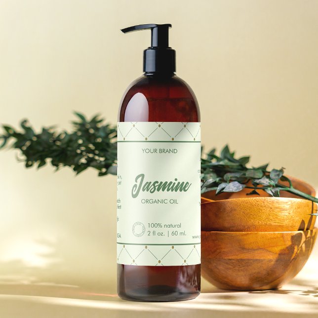 Adesivo Retangular Rótulo de Frasco Cosmético de Elegante em Verde Re (Criador carregado)