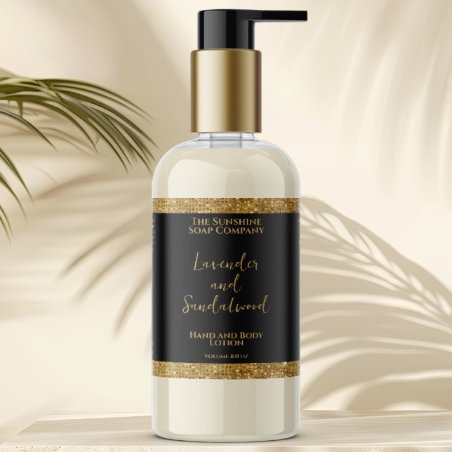 Adesivo Retangular Rótulo de frasco de cosméticos com brilho preto e  (Criador carregado)