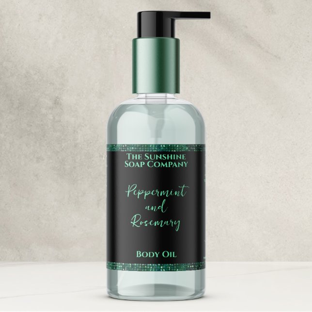Adesivo Retangular Rótulo de Frasco de Glitter Verde e Cosméticos Pre (Criador carregado)