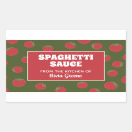 Adesivo Retangular Rótulo de frasco de molho de esparguete, marinara