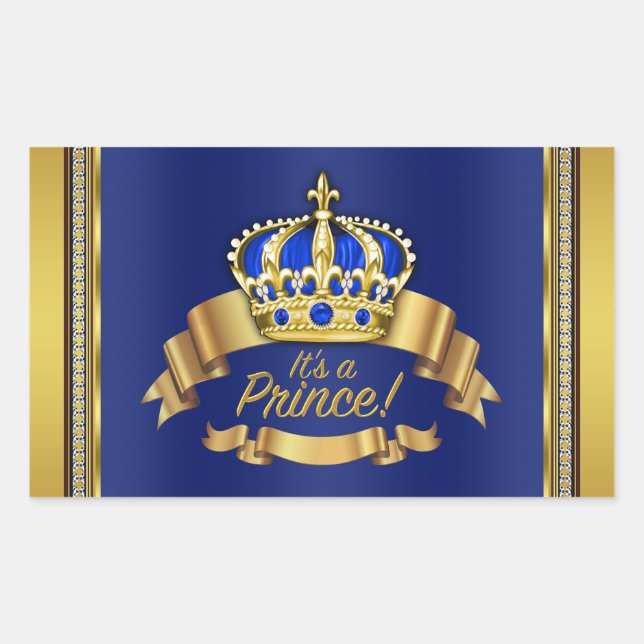 Adesivo Retangular Rótulo de Garrafa de Água do Príncipe Dourado Real (Frente)