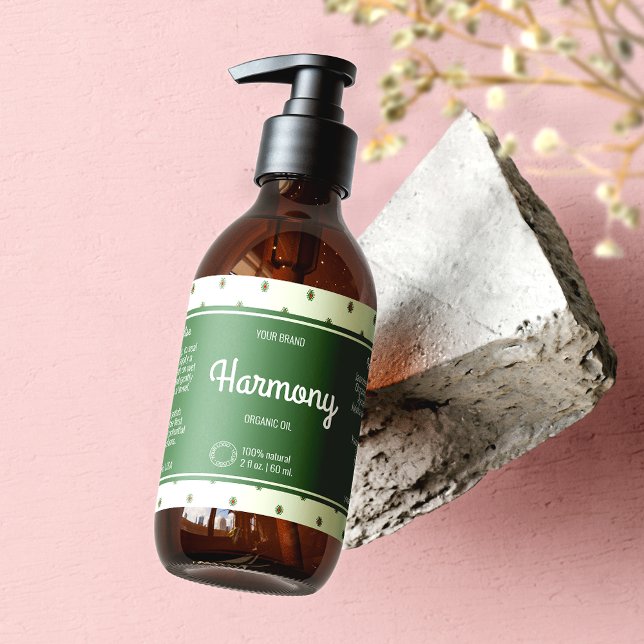 Adesivo Retangular Rótulo de Garrafa de Cosméticos Elegante Verde Ret (Criador carregado)