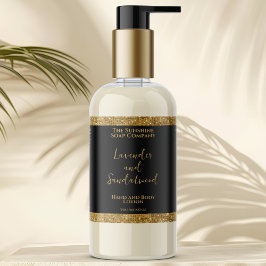 Adesivo Retangular Rótulo de garrafa de cosméticos preto e dourado lu