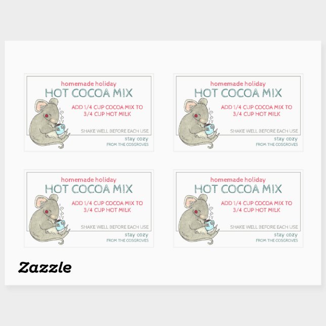 Adesivo Retangular Rótulo de Jar de Cacau Quente Caseiro de Férias (Folha)