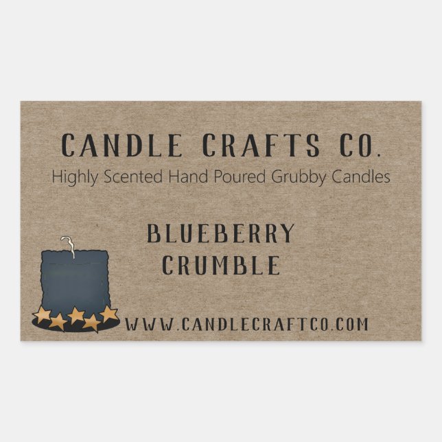 Adesivo Retangular Rótulo de Negócios de Velas em Pote Personalizadas (Frente)