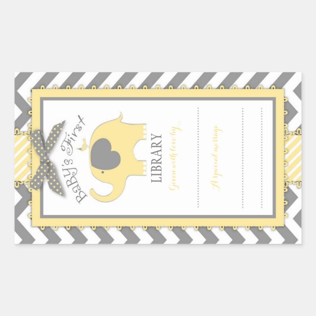 Adesivo Retangular Rótulo de Placa do Catálogo Elefante Amarelo Chevr (Frente)