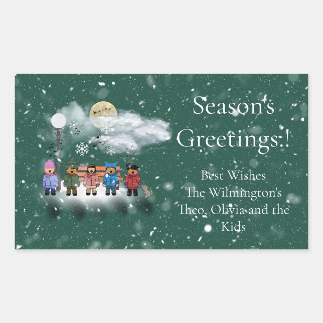 Adesivo Retangular Rótulo de Presente Retangular de Natal do Quintet  (Frente)