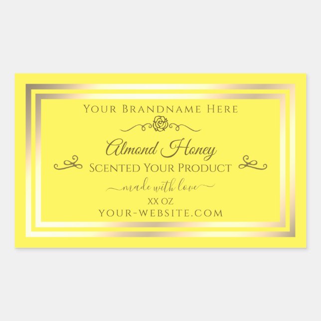 Adesivo Retangular Rótulo de Produto Amarelo-Brilhante Frame do Shimm (Frente)