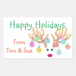 Adesivo Retangular Rótulo de produto de férias para renas e ornamento
