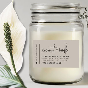 Adesivo Retangular Rótulo de produto de vela minimalista marrom elega