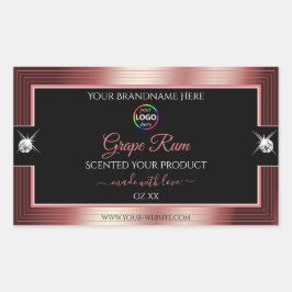 Adesivo Retangular Rótulo de produto do logótipo do vinho brilhante p