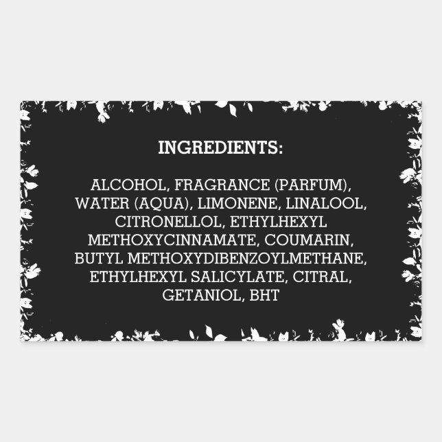 Adesivo Retangular Rótulo de Produto Ingredientes Padrão de Folhas Na (Frente)