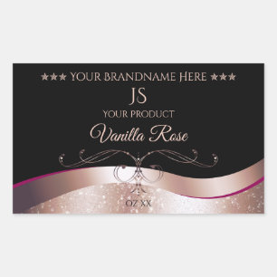 Adesivo Retangular Rótulo de produto Rosa Dourado de decoração em bra