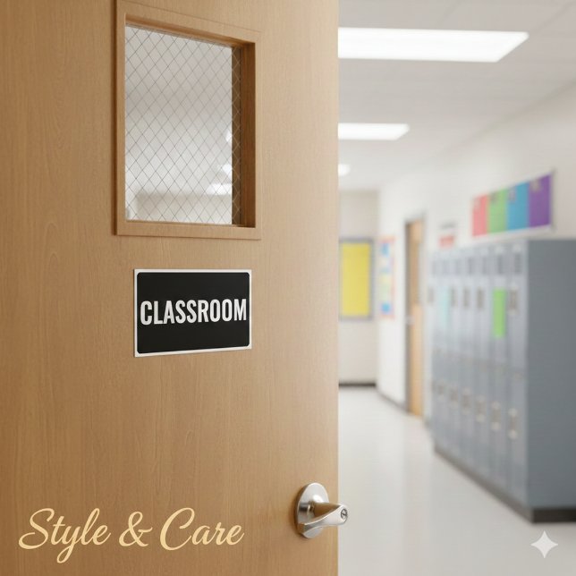 Adesivo Retangular Rótulo de SALA DE AULA Elegante em Formato Retangu (Stylish CLASSROOM Label in Rectangular Bold Format Sticker)