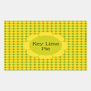 Adesivo Retangular Rótulo de torta de limão verde amarelo key lime