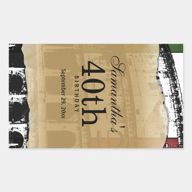 Adesivo Retangular Rótulo de Vinho Personalizável do Elegante Roman C (Frente)
