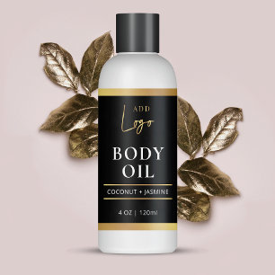 Adesivo Retangular Rótulo do Frasco Cosmético do Óleo de Corpo Preto