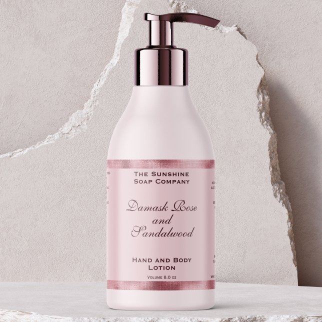 Adesivo Retangular Rótulo do frasco de Cosméticos de Folha Rosa e Tec (Criador carregado)