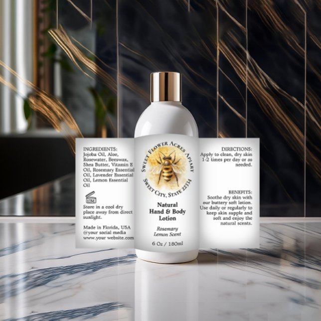 Adesivo Retangular Rótulo do frasco de Mel de Abelha de Mel (natural honey bee product bottle label
)