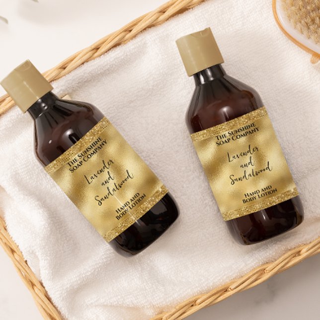 Adesivo Retangular Rótulo do Frasco do Dourado Glitter & Foil Cosméti (Criador carregado)