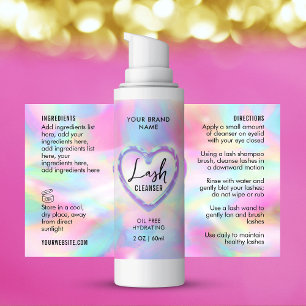 Adesivo Retangular Rótulo do Frasco do Limpo de Lash Girly Neon Holog