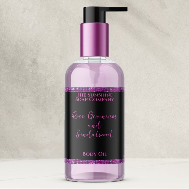 Adesivo Retangular Rótulo do frasco do Magenta Glitter e Cosméticos P (Criador carregado)