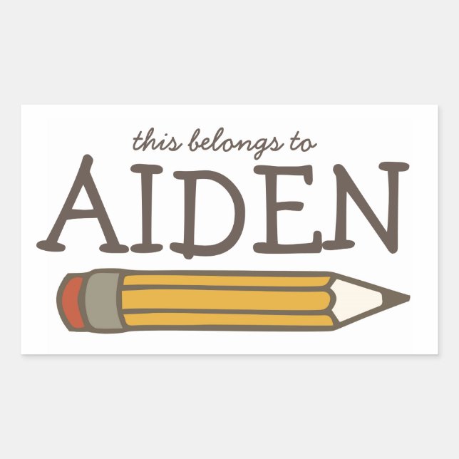 Adesivo Retangular Rótulo do Nome do Lápis (Frente)