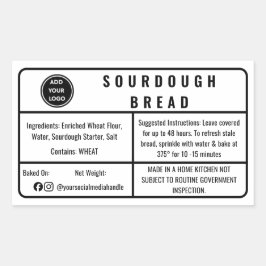 Adesivo Retangular Rótulo do Pão Sourdough da Padaria White Cottage L