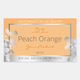 Adesivo Retangular Rótulo do Produto Floral Laranja Claro Pêssego e P