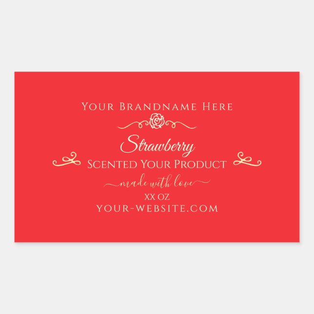 Adesivo Retangular Rótulo do Produto Vermelho de Captura Ocular Quadr (Frente)