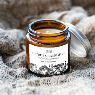 Adesivo Retangular Rótulo do produto Vintage Botanical Candle or Bath