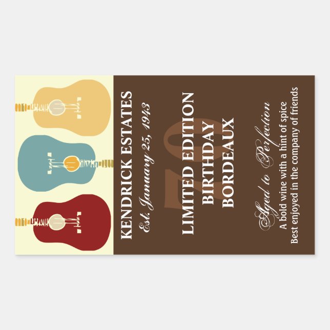 Adesivo Retangular Rótulo do Vinho das Guitarras - Castanho (750 ml) (Frente)